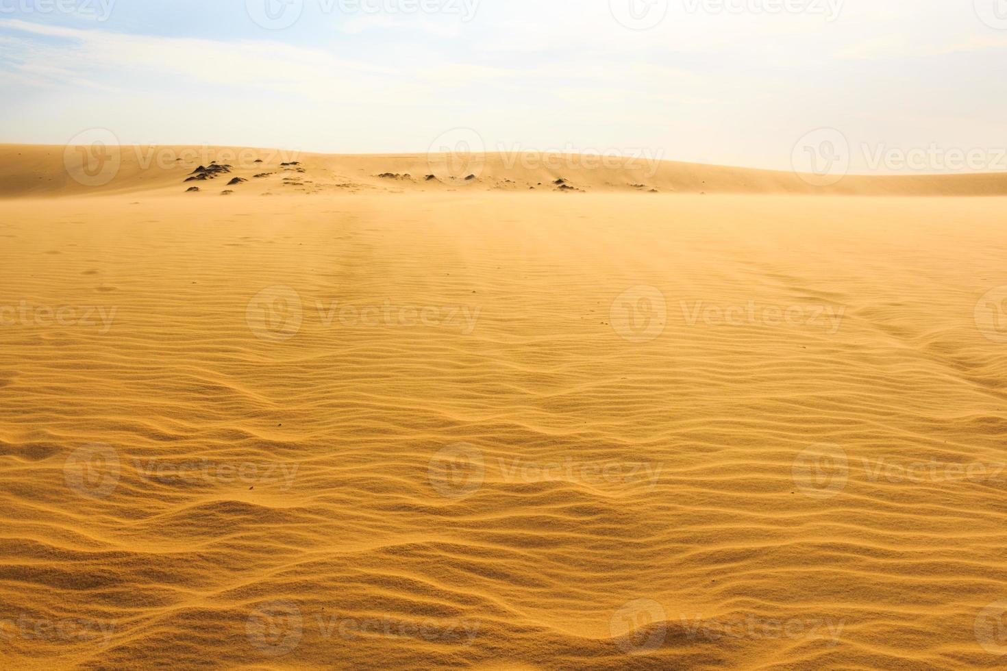 Wave on desert and blue sky  Mui Ne sand dune at South Vietnam photo