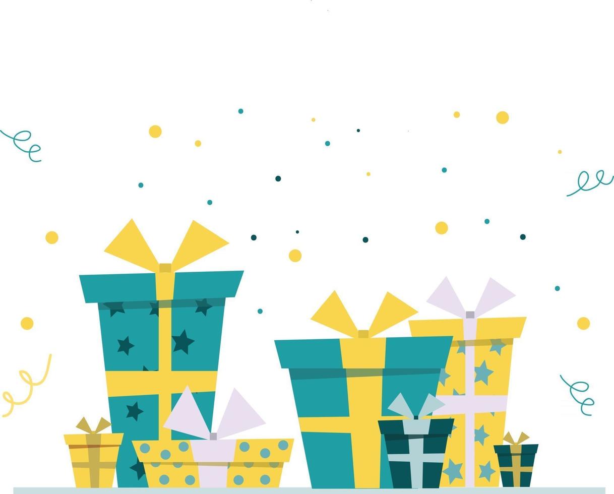Ilustración de vector de regalos de cumpleaños coloridos