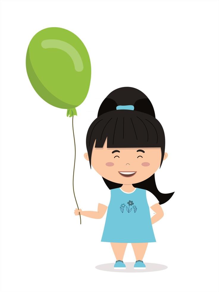 Girl holding a balloon Vector illustration