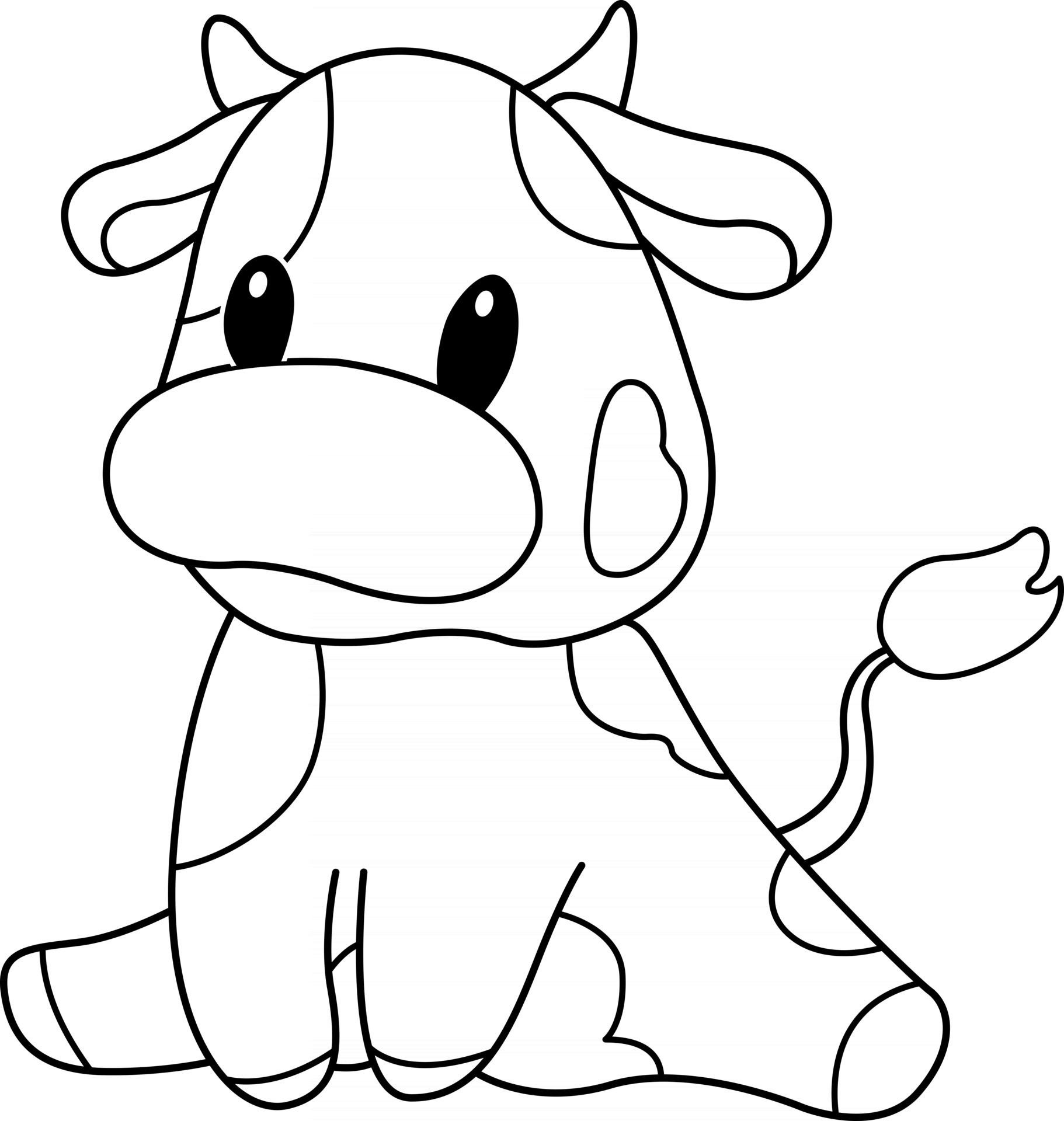 cow-kids-coloring-page-great-for-beginner-coloring-book-2485696-vector