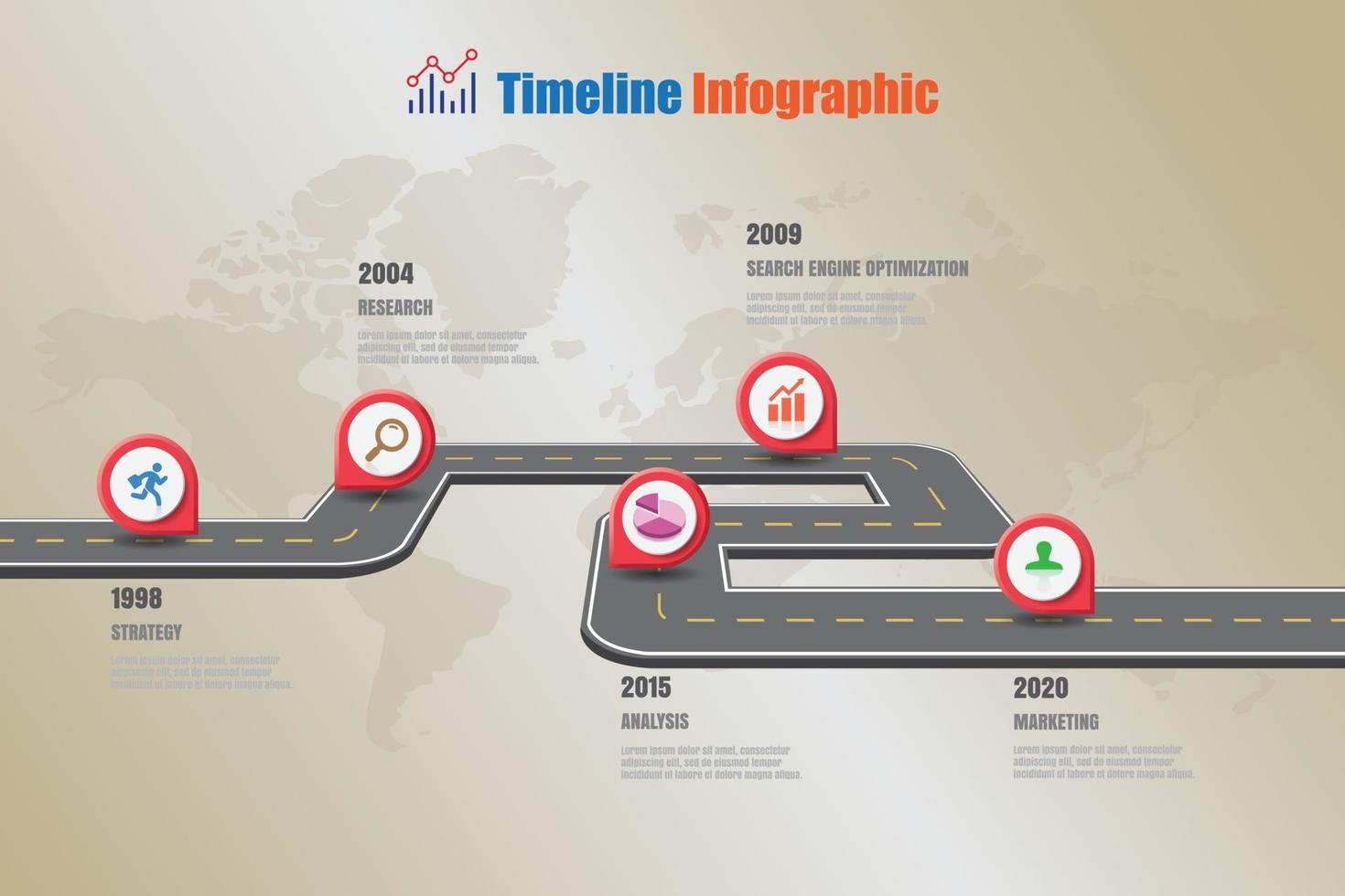 Señales de tráfico de negocios mapa infografía de línea de tiempo diseñada para fondo abstracto. plantilla hito elemento diagrama moderno tecnología de proceso marketing digital presentación de datos gráfico vector