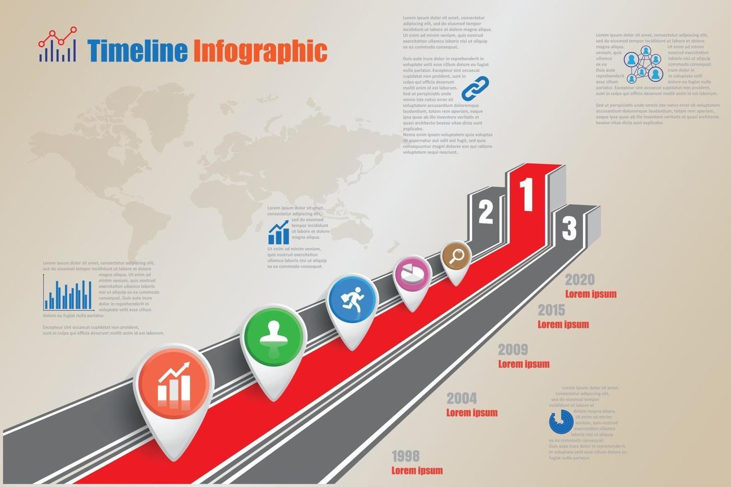 Illuminated 3d business timeline infographic road to reward podium. Designed for template milestone element, modern diagram process technology, digital data presentation chart. vector