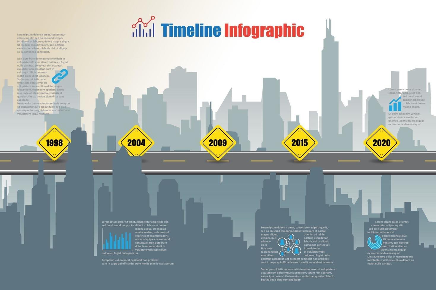 ciudad de infografía de línea de tiempo de mapa de carreteras de negocios diseñada para hito de plantilla de fondo abstracto. elemento diagrama moderno tecnología de proceso marketing digital presentación de datos gráfico vector