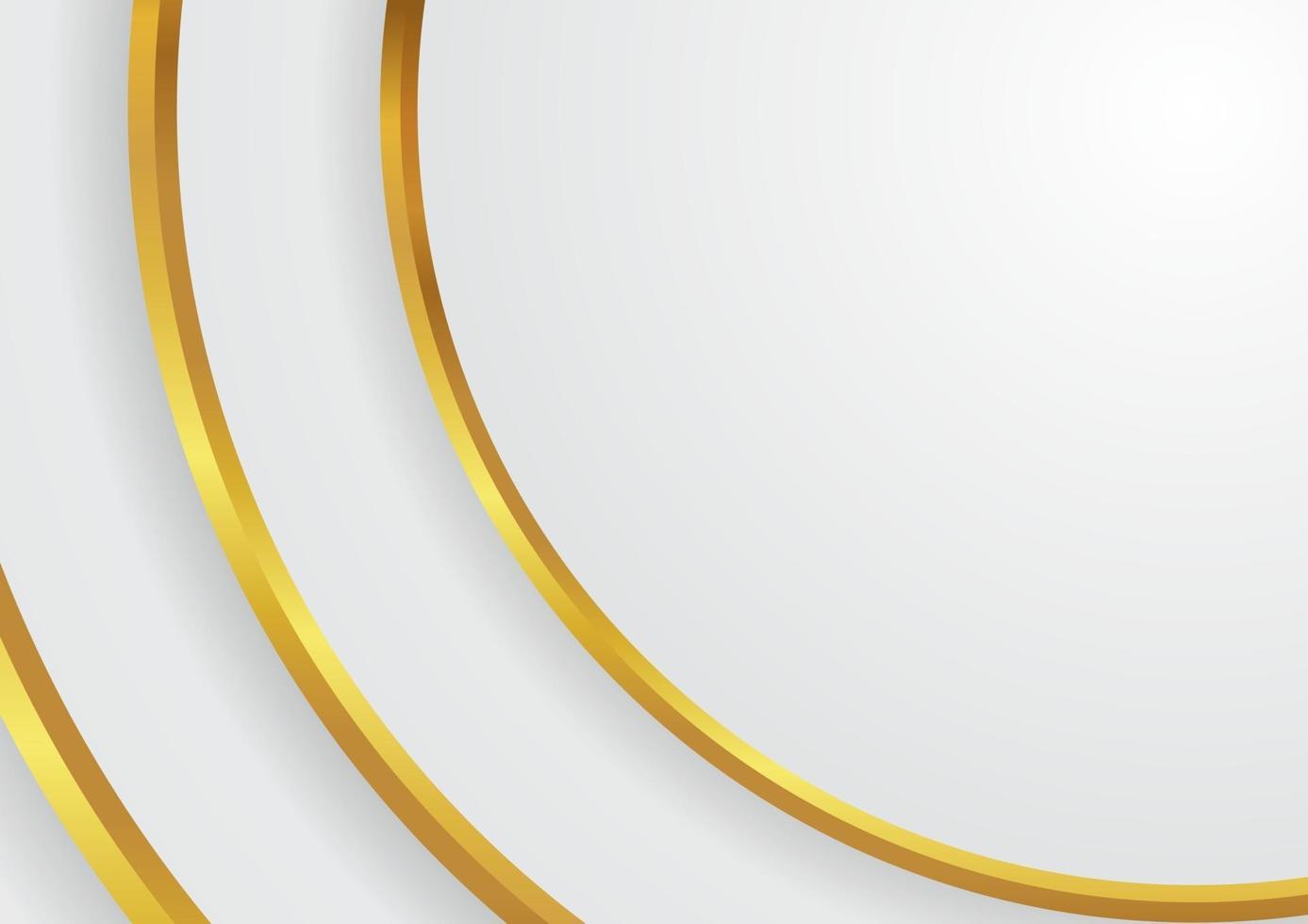 Forma de curva circular diseño de fondo abstracto metálico blanco y dorado vector