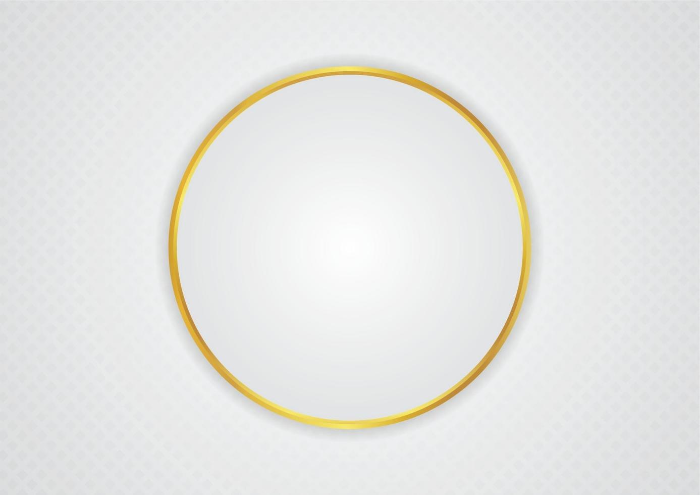 Circle space shape for content white color and gold metallic design with pattern background vector