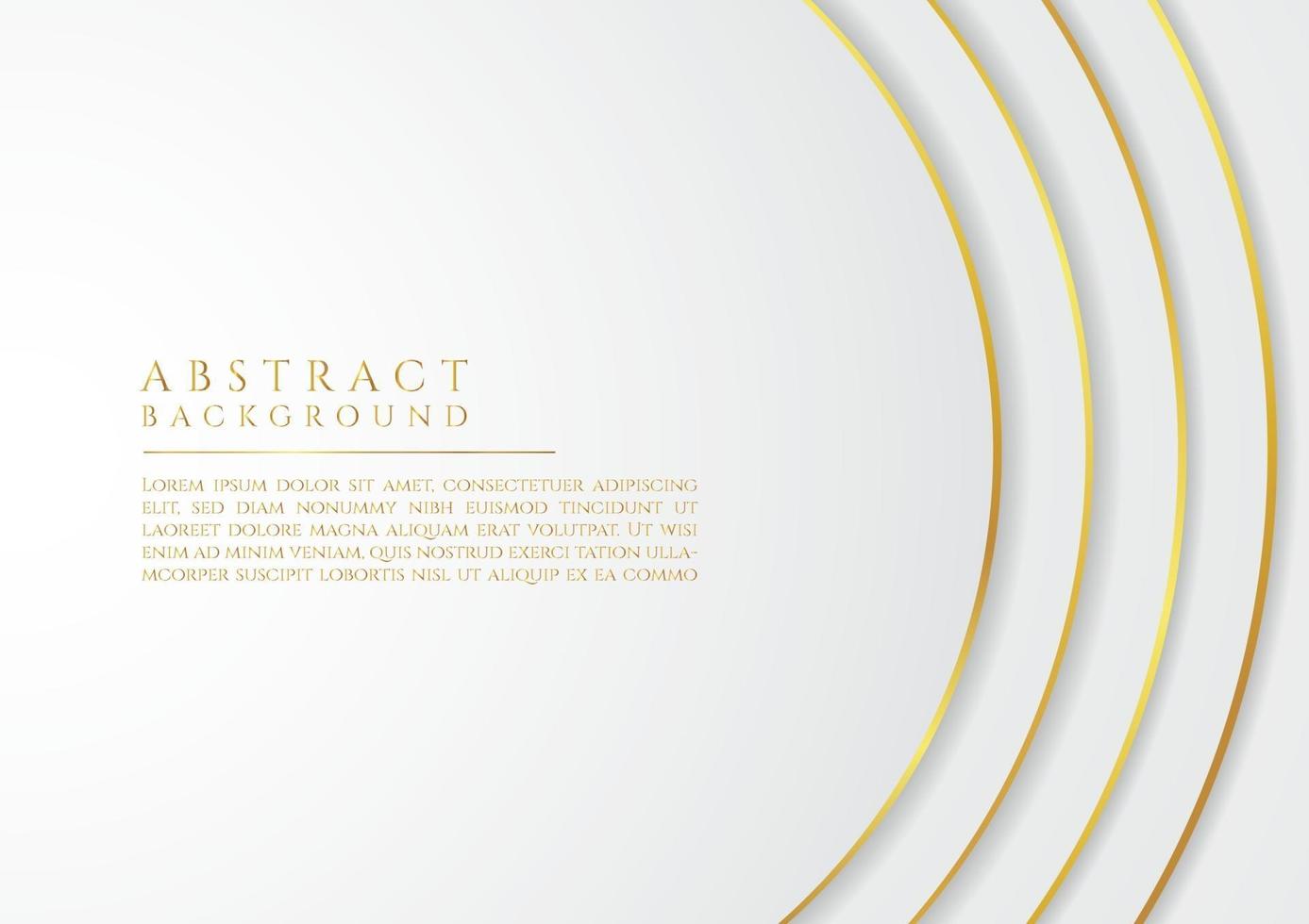 Luxury circle wave shape design white and gold metallic color style with space for content vector
