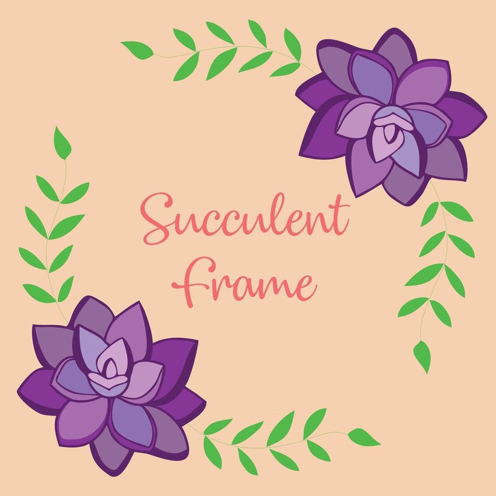 Purple succulents frame vector