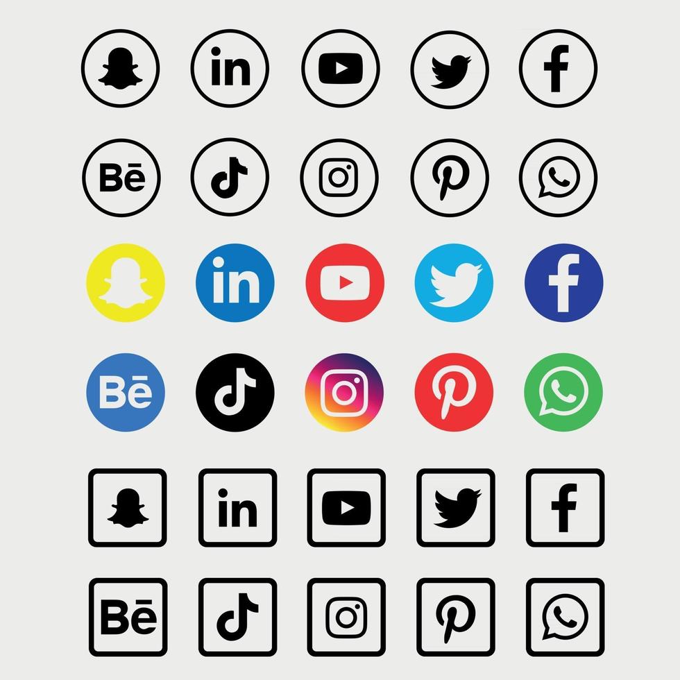 colección de iconos de redes sociales vector