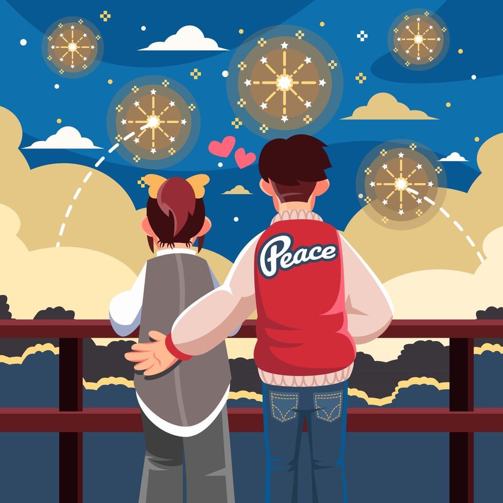 Fireworks Couple Festival vector