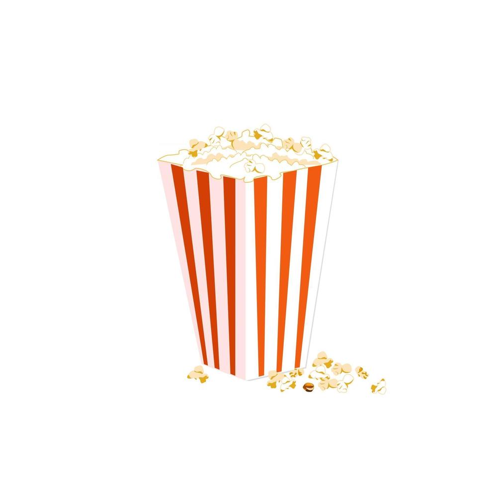 Vector single box with red stripes with popcorn