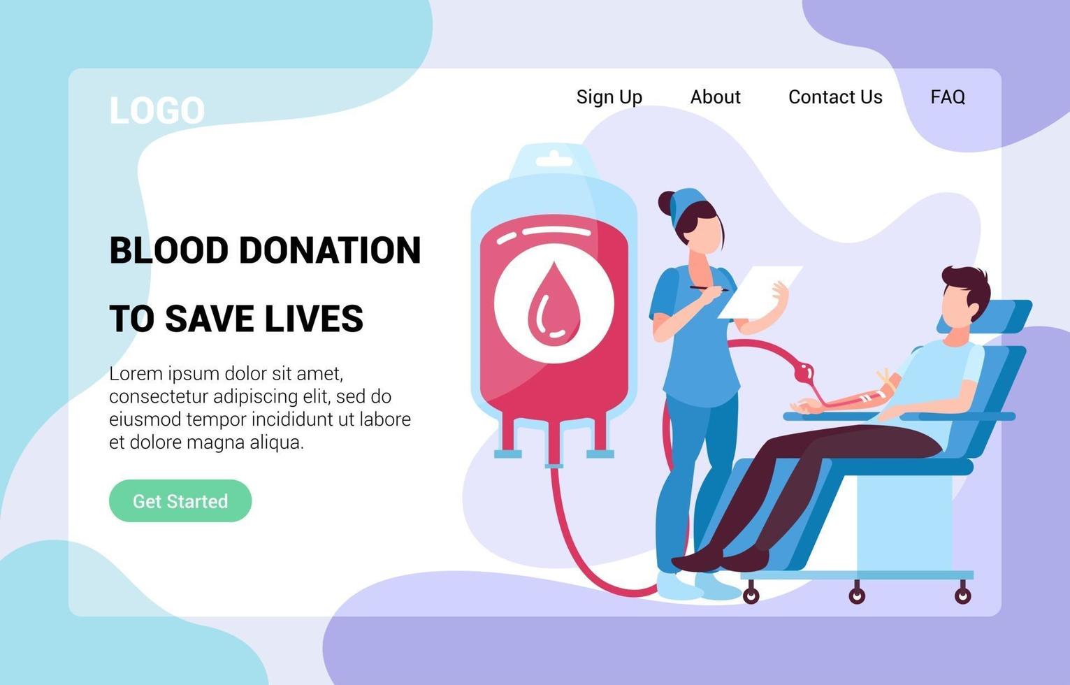 Blood Donor Landing Page vector