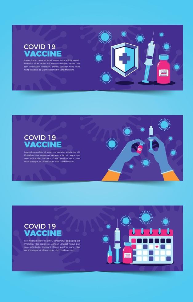 Flat Covid 19 Vaccine Banner Collection vector
