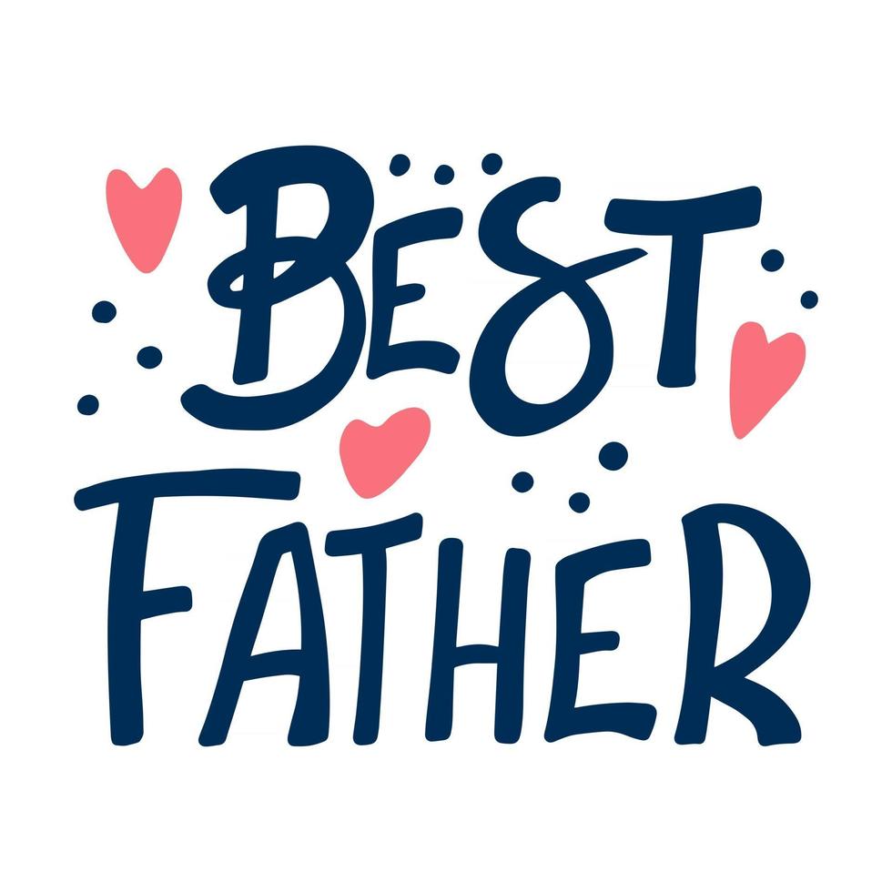 Best father hand drawn vector phrase with color doodle symbols composition