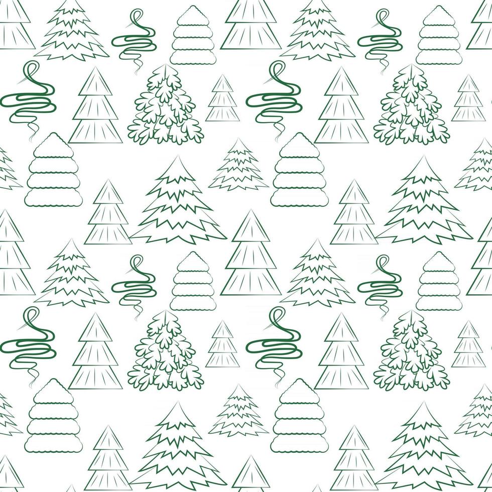 Seamless background with different Christmas trees Vector New Year