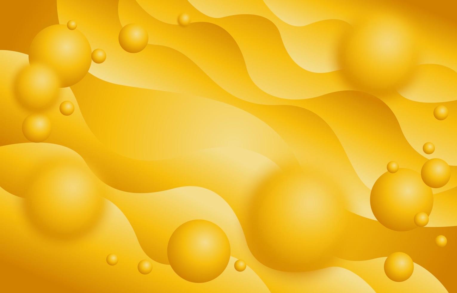 Fondo de onda amarilla de lujo con burbujas 3d vector