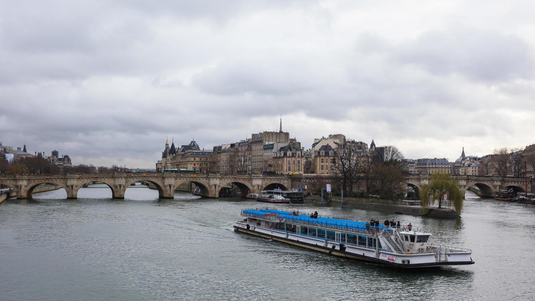 View of the Seine from Pont des Arts Paris France photo