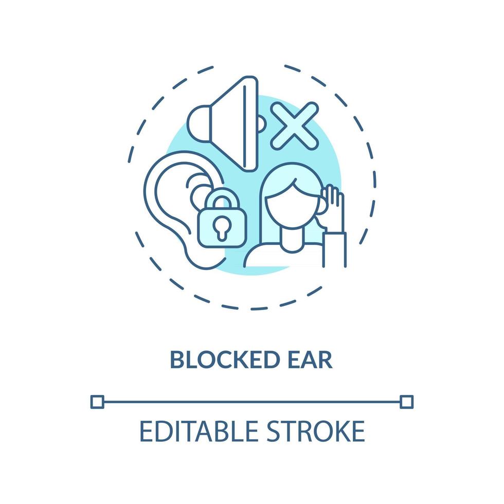 icono de concepto de oído bloqueado vector