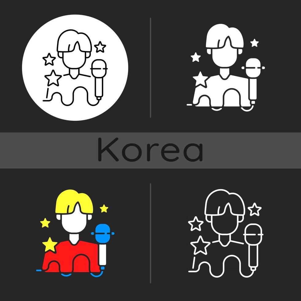 K pop dark theme icon vector