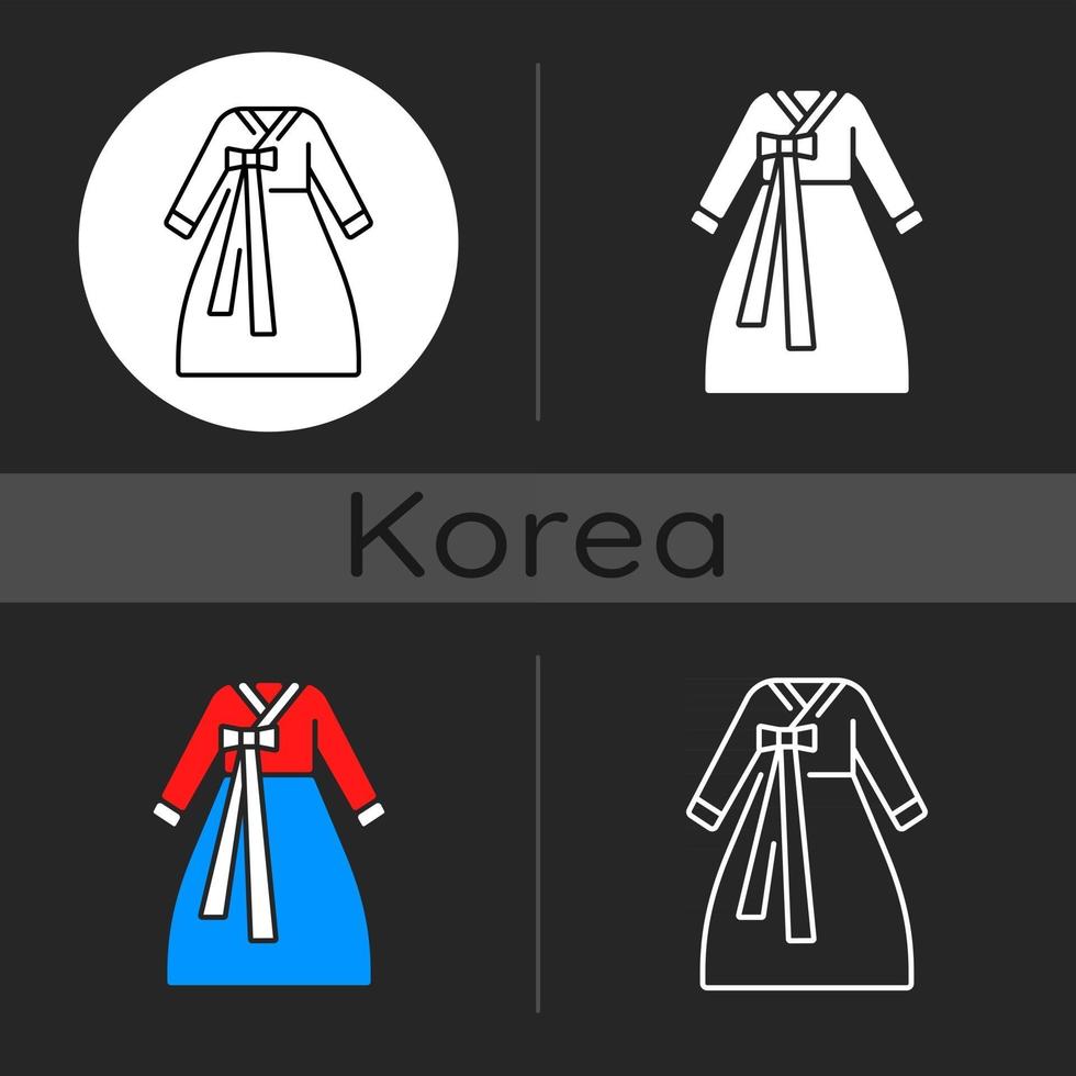 icono de tema oscuro hanbok vector