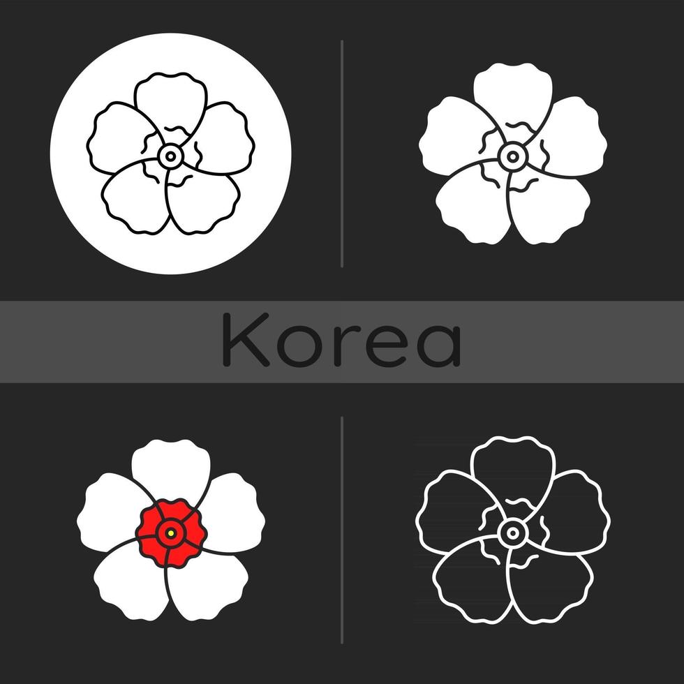 Hibiscus syriacus dark theme icon vector