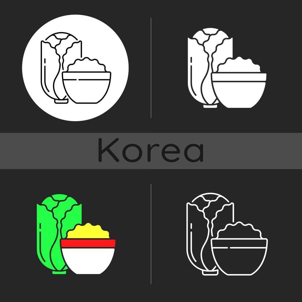 icono de tema oscuro kimchi vector