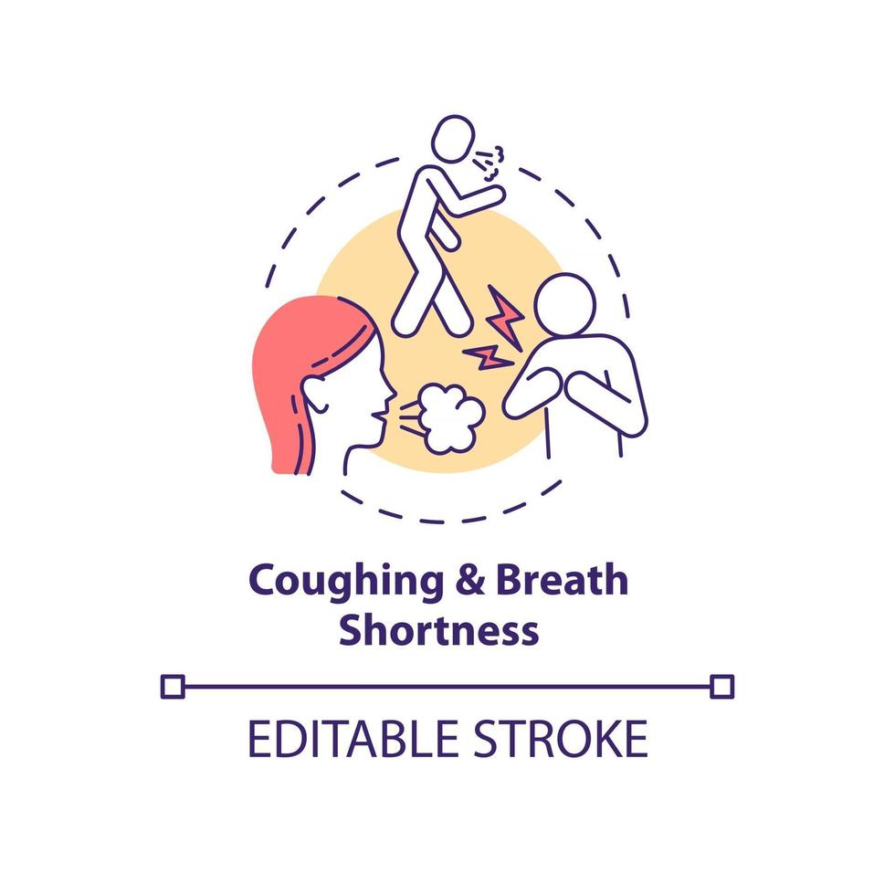 Coughing and breath shortness concept icon vector