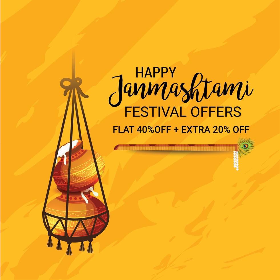 Vector illustration of a Background for indian festival of Happy Janmashtami