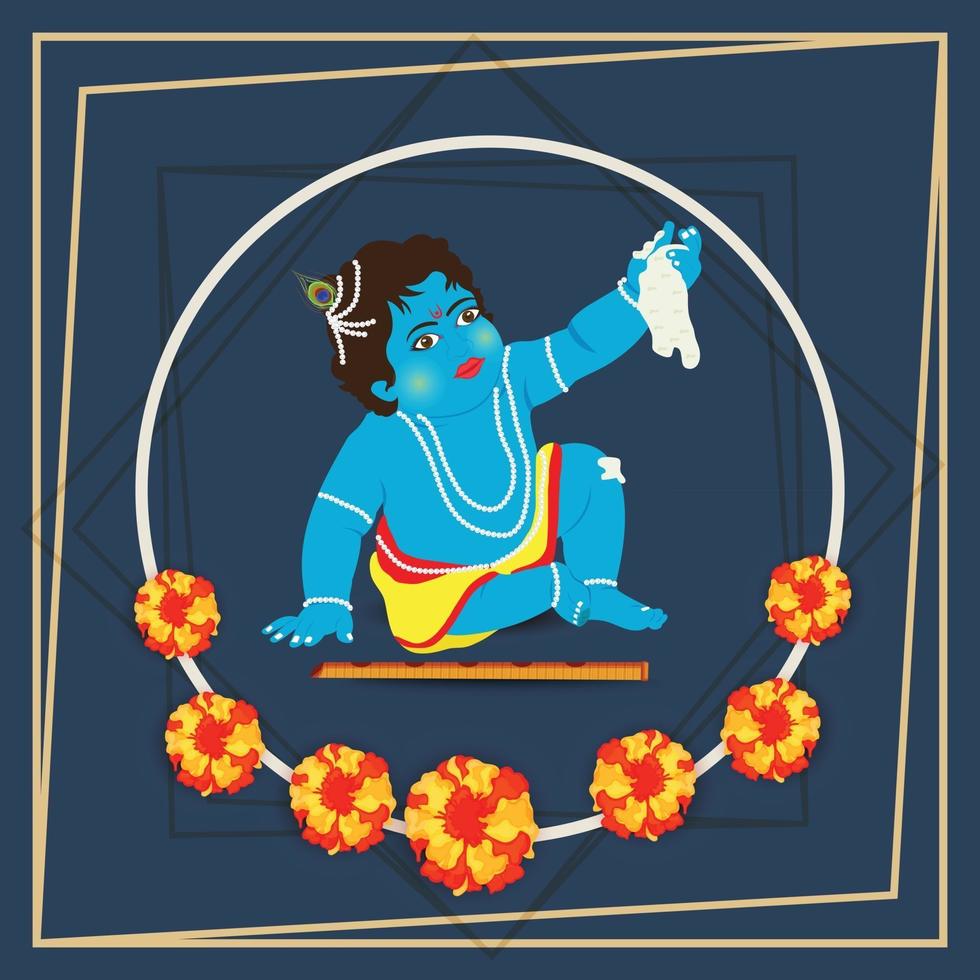 ilustración vectorial de un fondo para el festival indio de janmashtami feliz vector