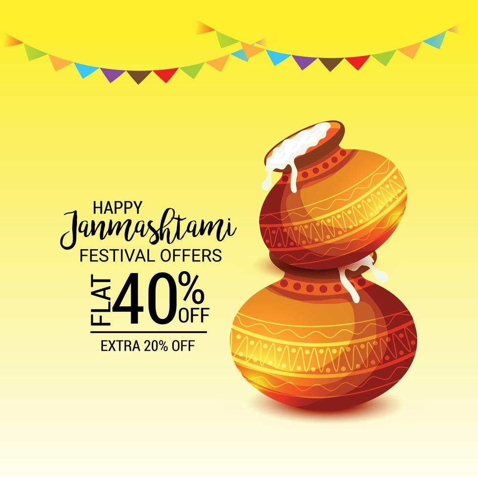 Vector illustration of a Background for indian festival of Happy Janmashtami