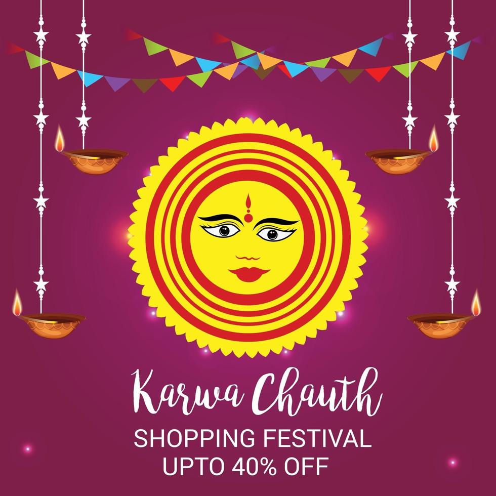 Vector illustration of a Background for indian festival of karwa chauth celebration