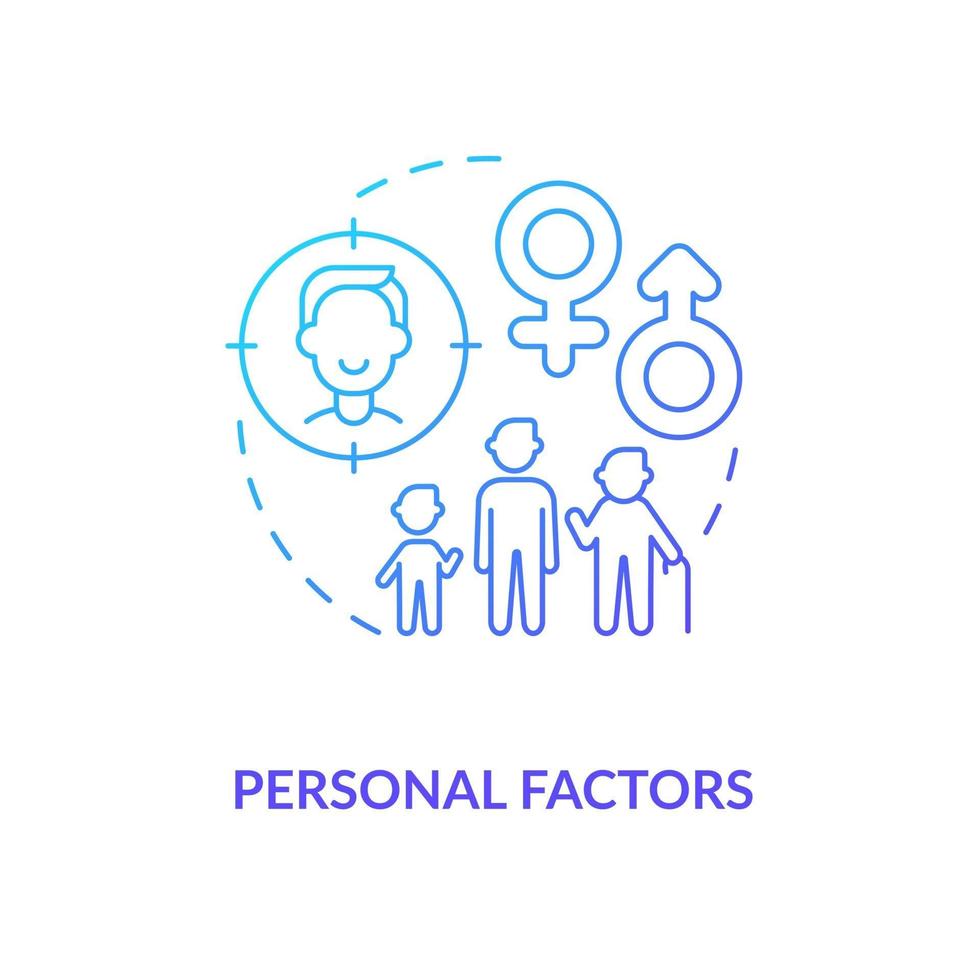 icono de concepto de factores personales vector