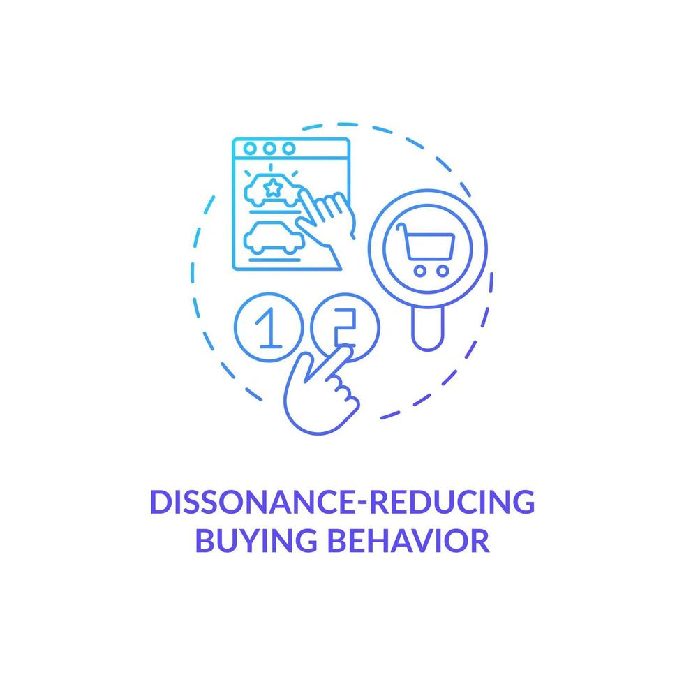 Dissonance reducing buying behavior concept icon vector