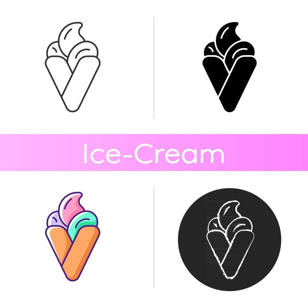 icono de helado de waffle de burbuja vector