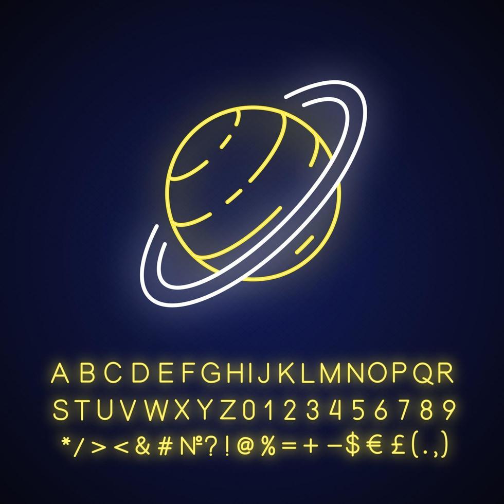 Saturn neon light icon vector