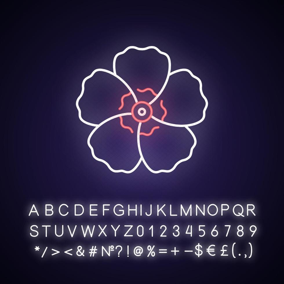 Hibiscus syriacus neon light icon vector