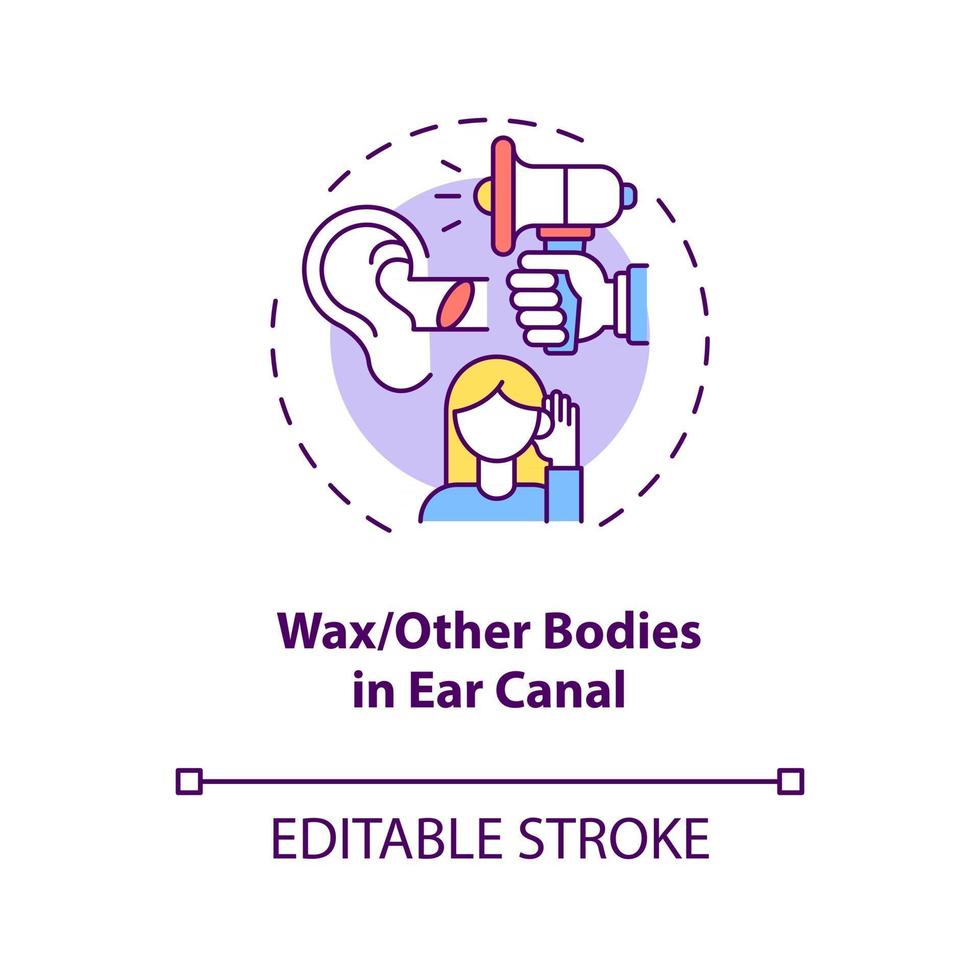 Wax and other foreign bodies in ear canal concept icon vector