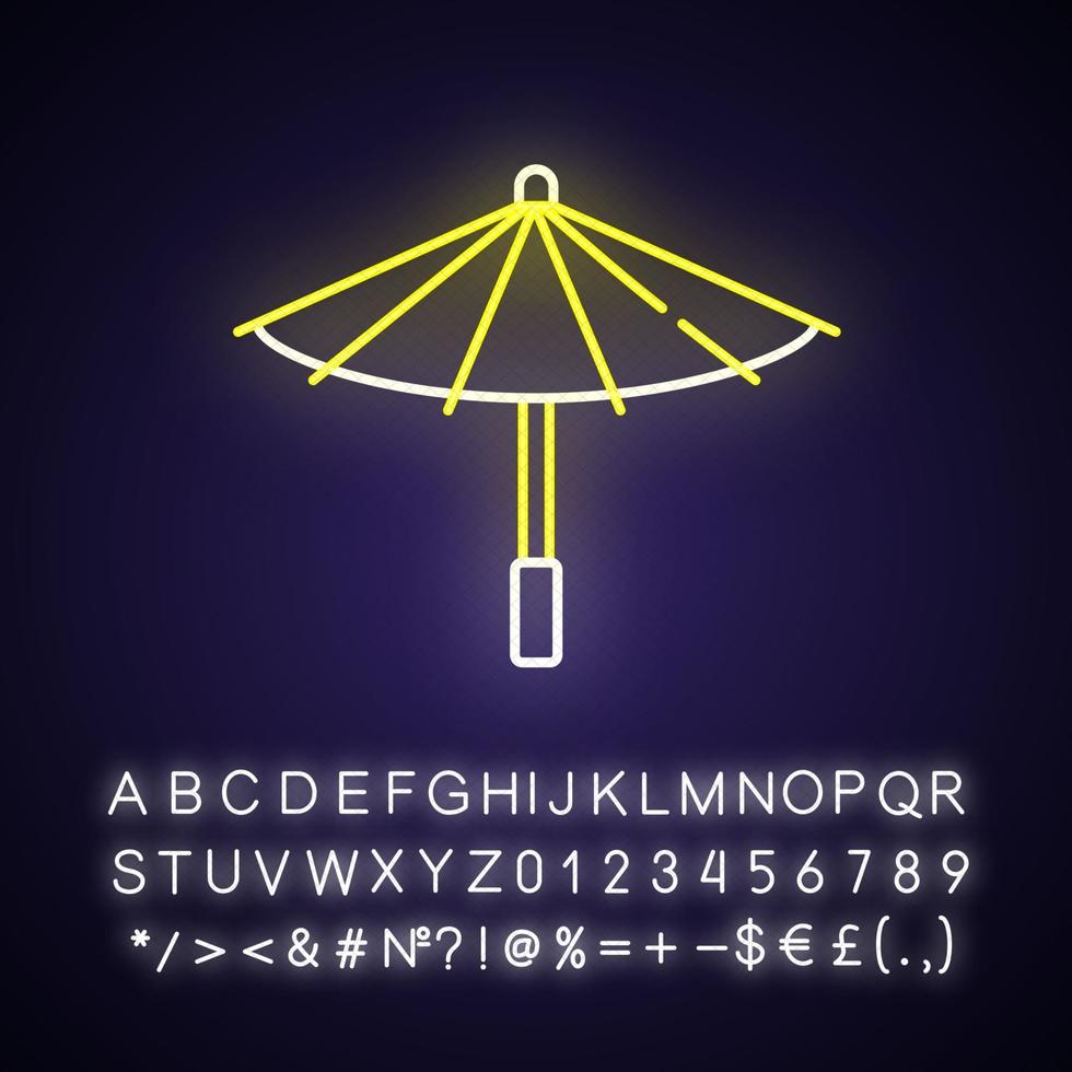 Korean umbrella neon light icon vector