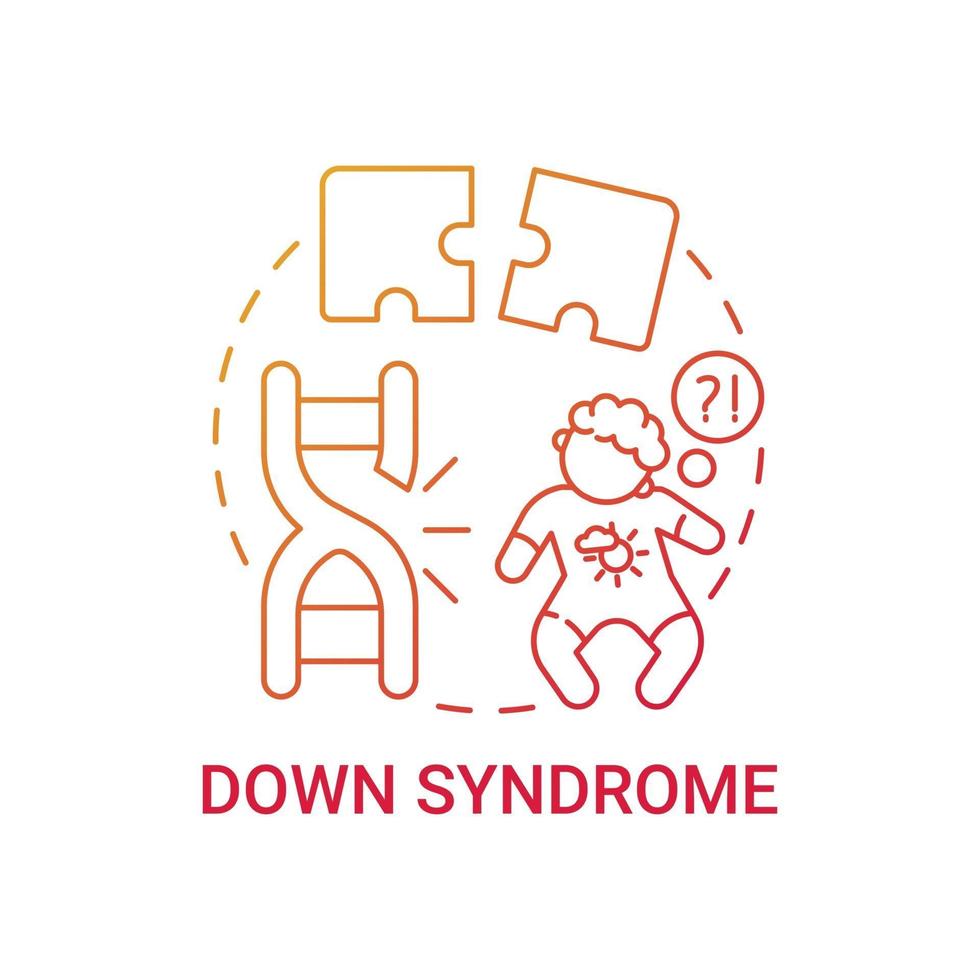 Down syndrome red gradient concept icon vector