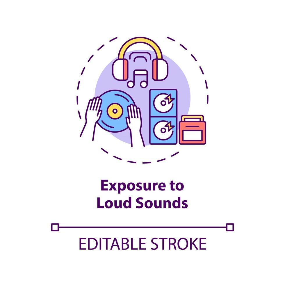 Exposure to loud sounds concept icon vector