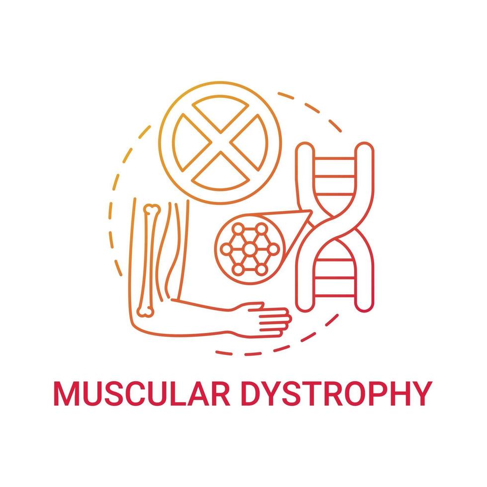 Muscular dystrophy red gradient concept icon vector