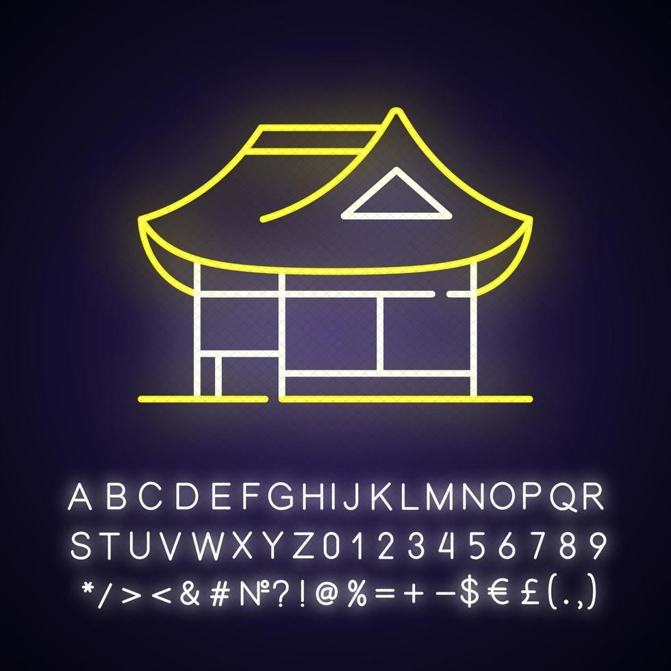 icono de luz de neón hanok vector