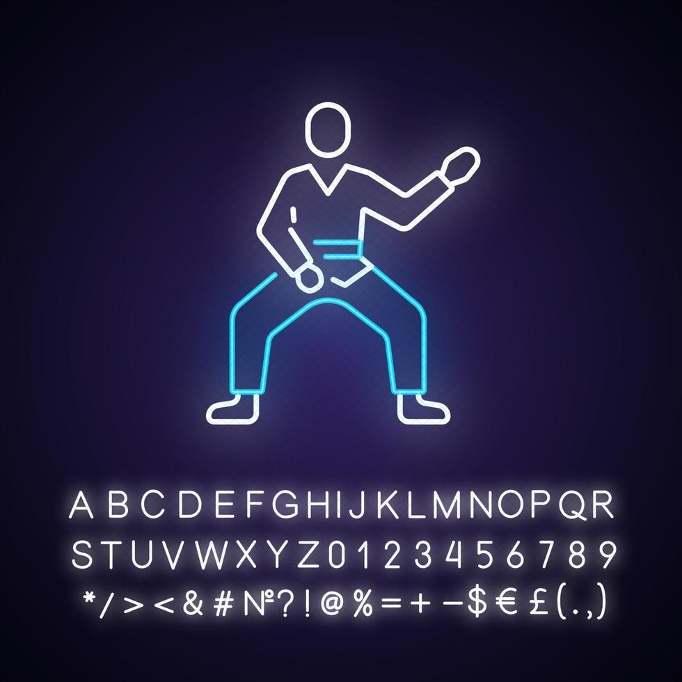 icono de luz de neón de taekwondo vector