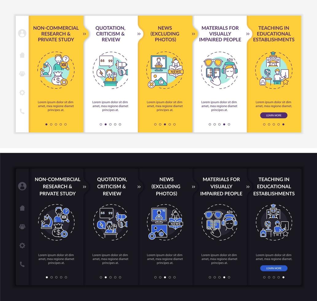 Copyright specificity onboarding vector template