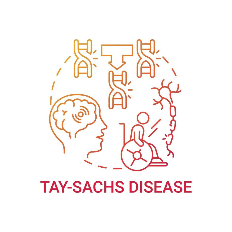 Tay sachs disease red gradient concept icon vector