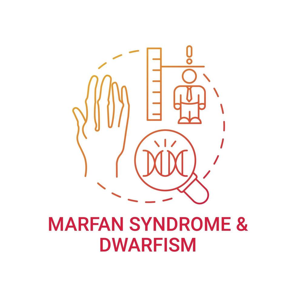 Marfan syndrome and dwarfism red gradient concept icon vector