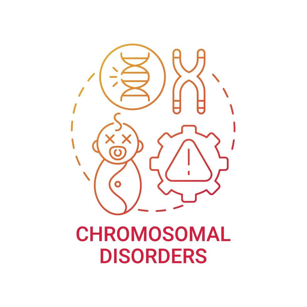 Chromosomal disorders red gradient concept icon vector