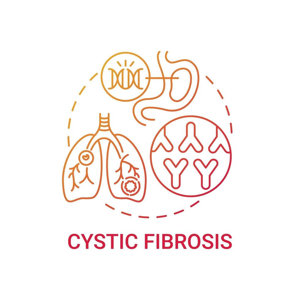 Cystic fibrosis red gradient concept icon vector