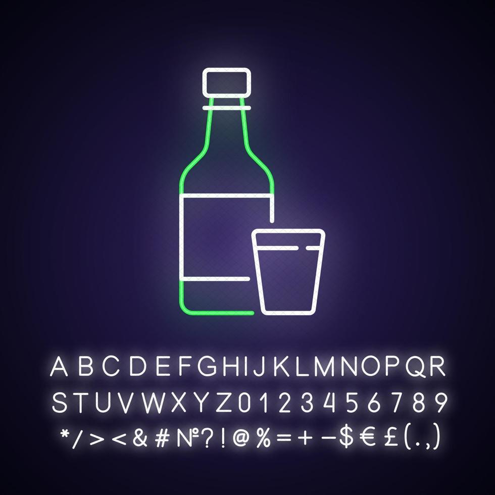 icono de luz de neón de soju vector