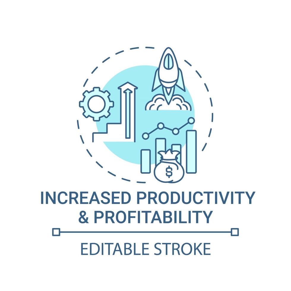 Aumento de la productividad y el icono del concepto de rentabilidad. vector