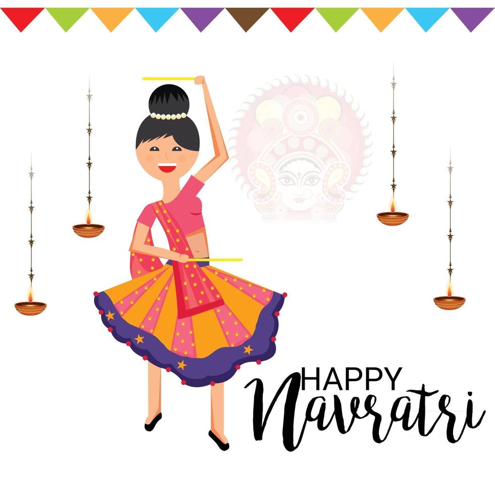 ilustración vectorial de un fondo para la feliz celebración navratri vector